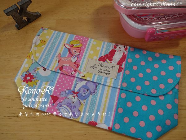 赤パンダとペンギンピンク：封筒型弁当袋