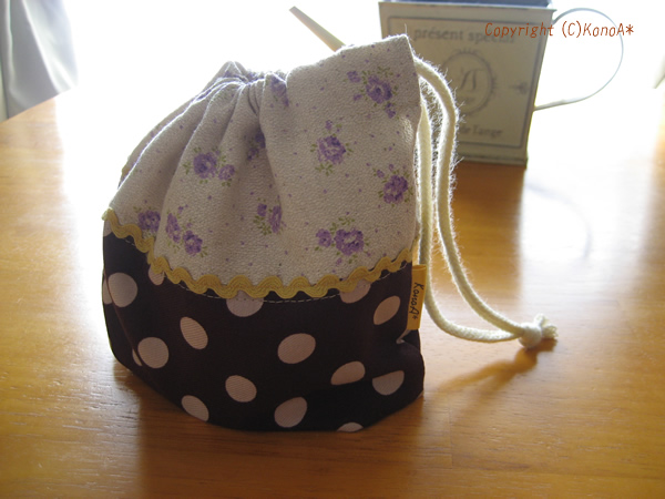 パープル小花水玉：コップ袋